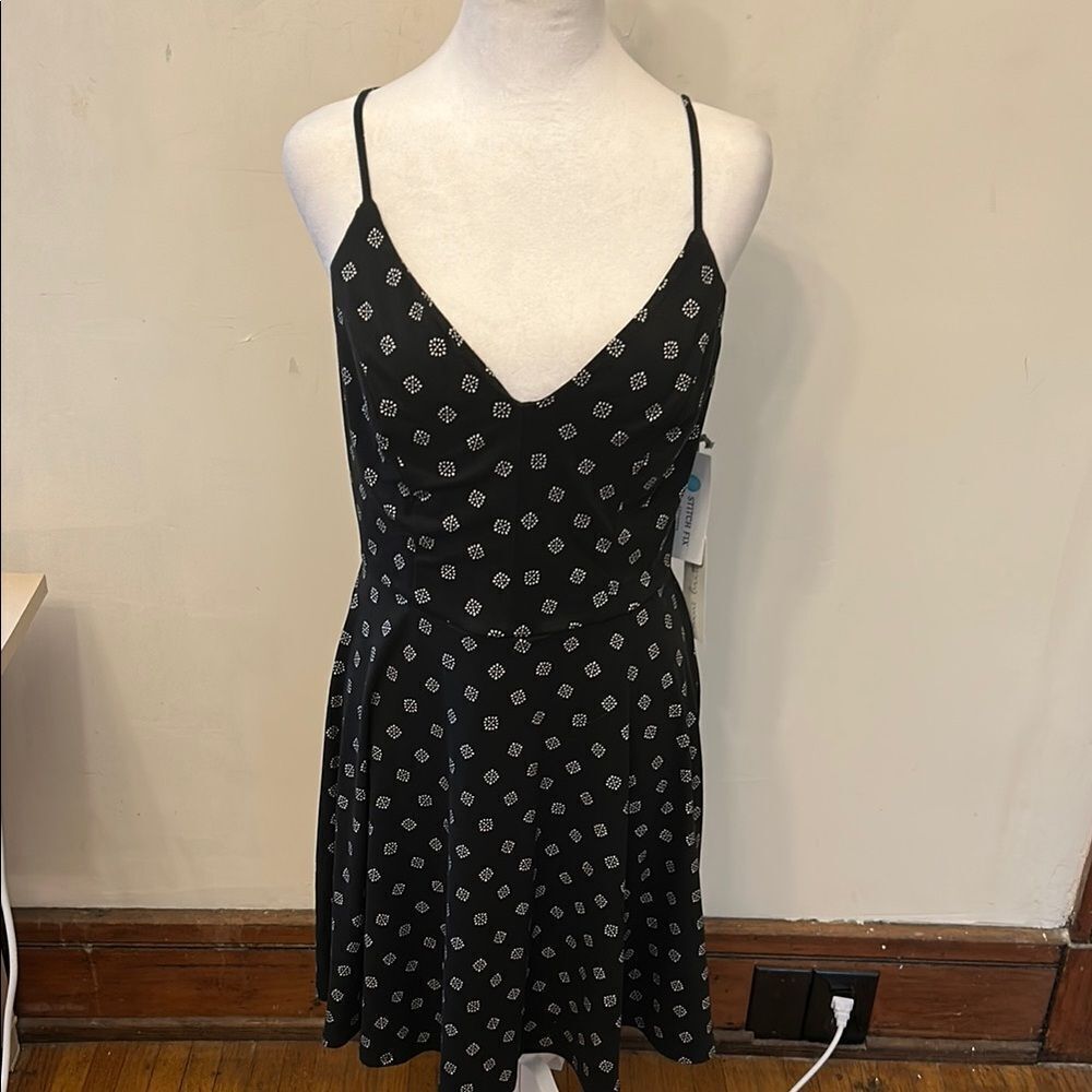 Nine Britton black Lizzy brushed Spaghetti Strap dress Size L New